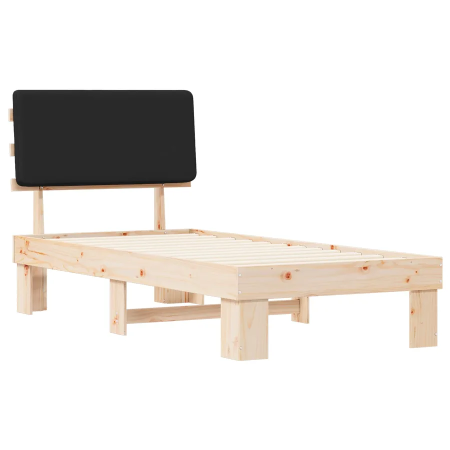 Cadre de lit avec tête de lit rembourrée Noir 80 x 200 cm - 4