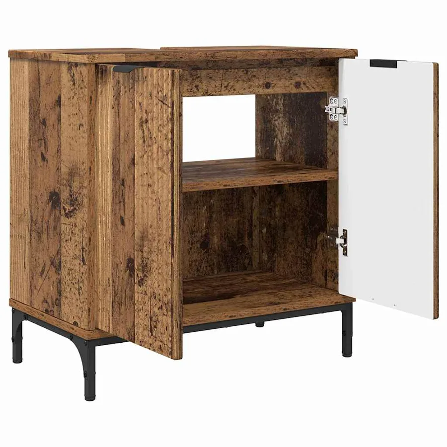 Ensemble de mobilier de salle de bain 3 pcs Bois Ancien - 5