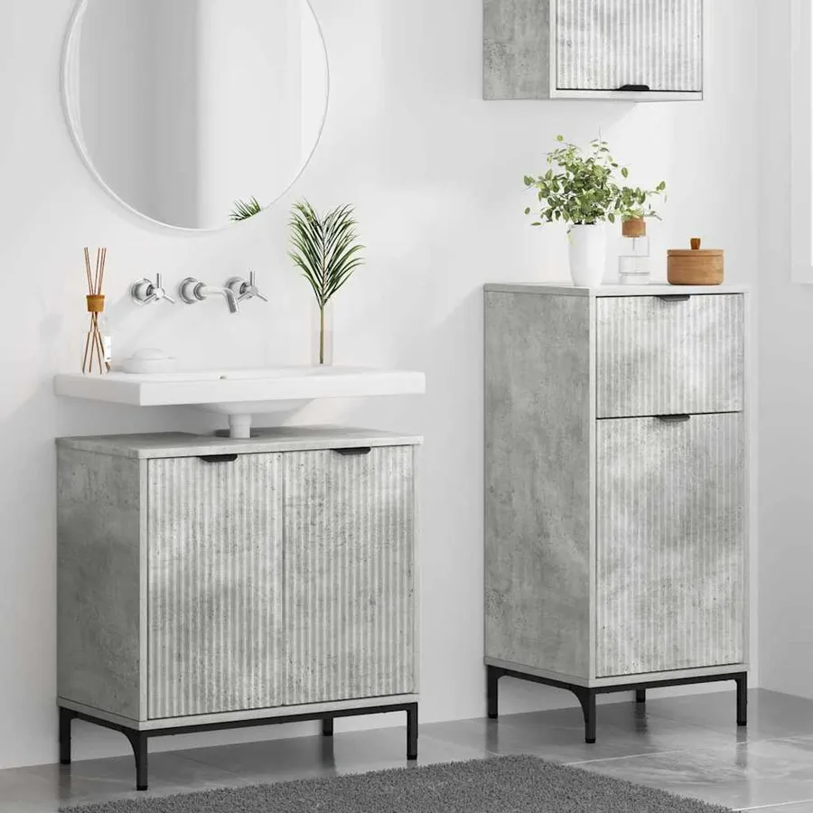 Ensemble de mobilier de salle de bain 2 pcs Gris béton - 4