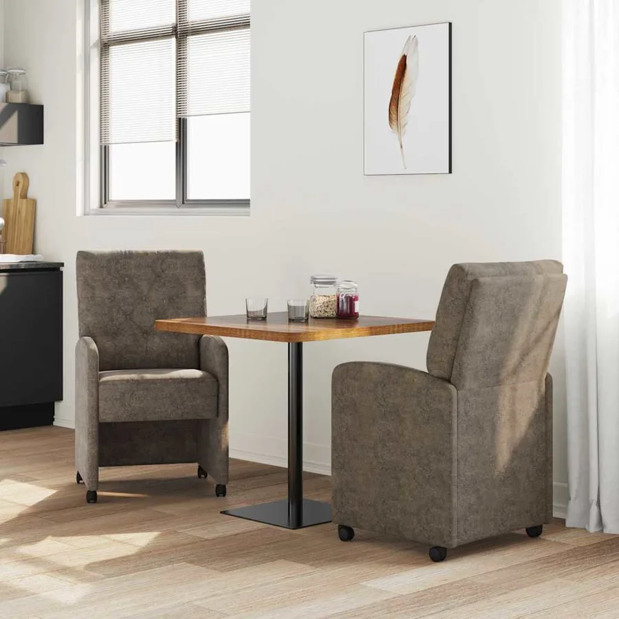 Chaises de Salle à Manger avec Roues 2 pcs Gris foncé - 3