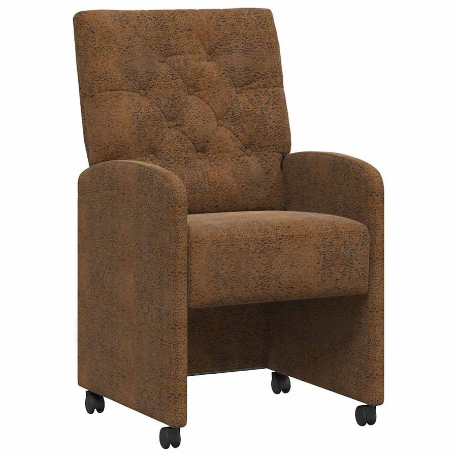 Chaises de Salle à Manger avec Roues 2 pcs Marron Simili daim - 2