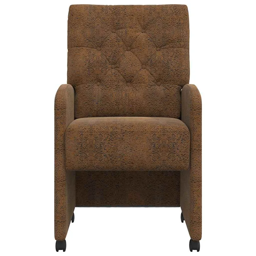 Chaises de Salle à Manger avec Roues 2 pcs Marron Simili daim - 4