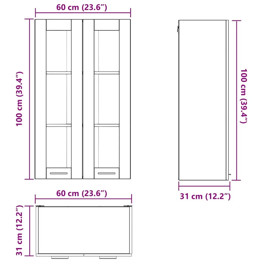 Armoire suspendue avec stockage Bois ancien 60 x 31 x 100 cm - 12