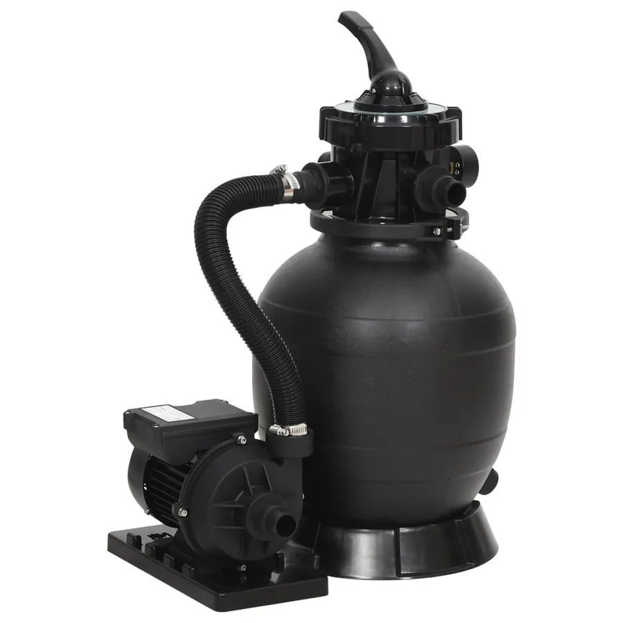 Swimming Pool Sand Filter with 6-Way Valve Black