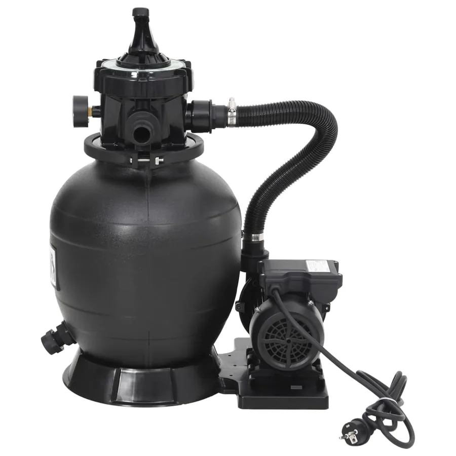 Swimming Pool Sand Filter with 6-Way Valve Black - 3