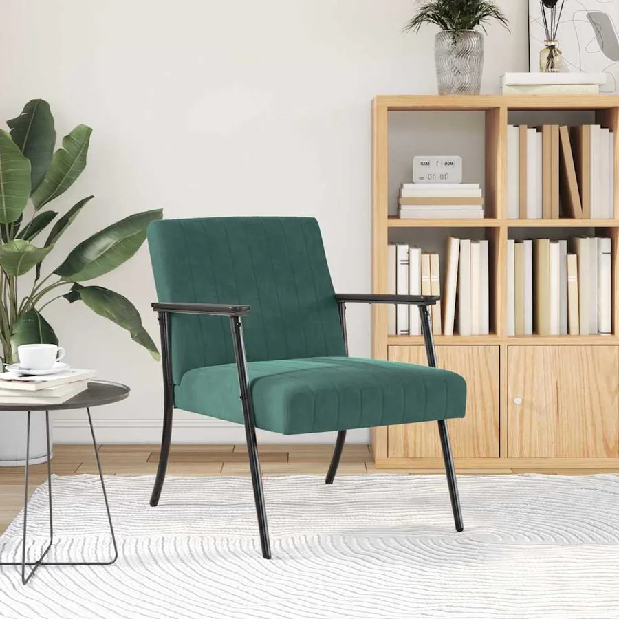 fauteuil Vert foncé 59 x 75 x 78 cm Velours - 3