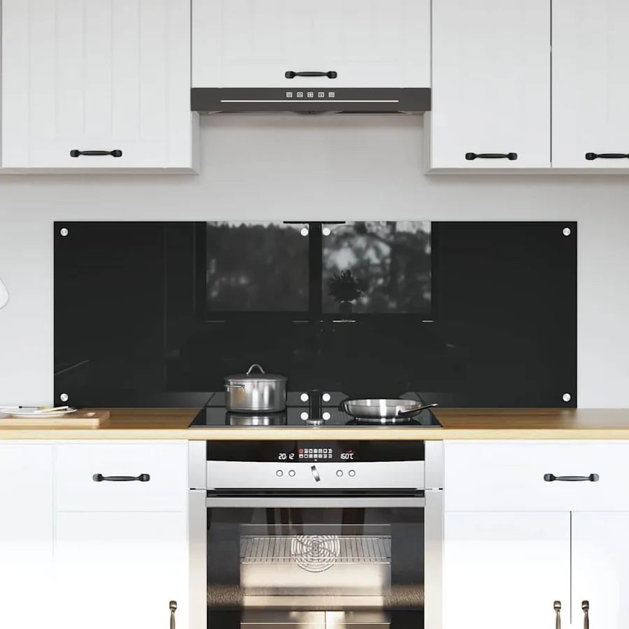Crédence de cuisine 2 pcs Noir 70 x 50 cm verre trempé