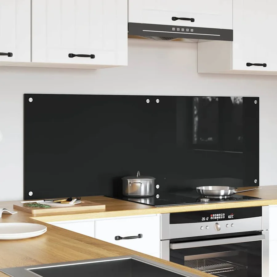 Crédence de cuisine 2 pcs Noir 70 x 50 cm verre trempé - 3