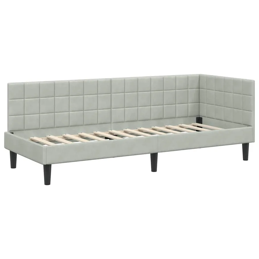 Cadre de lit d'angle avec matelas 2 pcs Gris clair Velours - 6