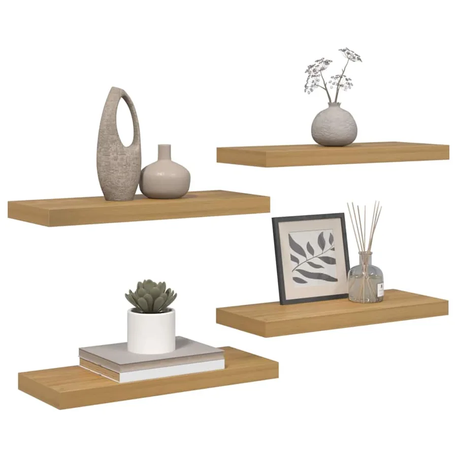 Étagère Murale 4 pcs Marron 60 x 23 x 4 cm Bois d'ingénierie - 3