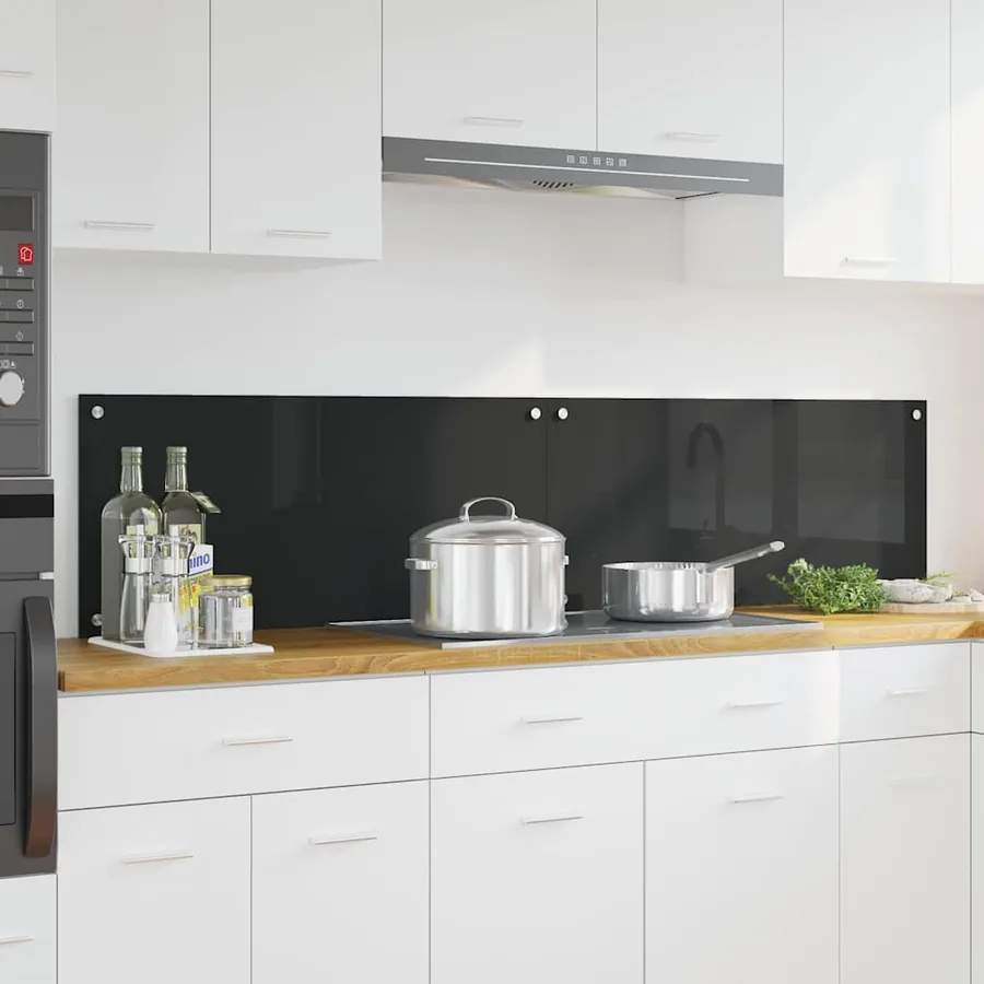 Crédence de cuisine 2 pcs Noir 90 x 40 cm verre trempé
