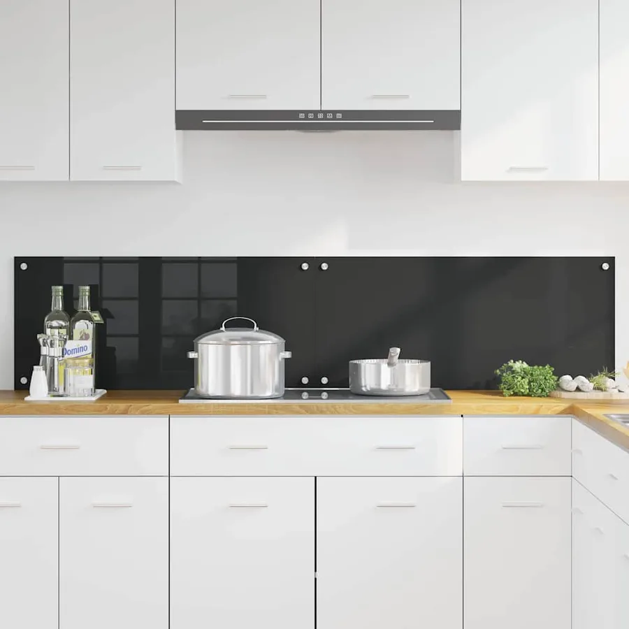 Crédence de cuisine 2 pcs Noir 90 x 40 cm verre trempé - 3