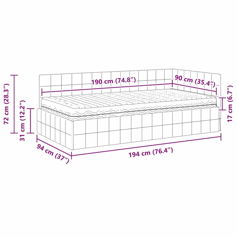 Cadre de lit d'angle avec matelas 2 pcs Vert Velours - 14