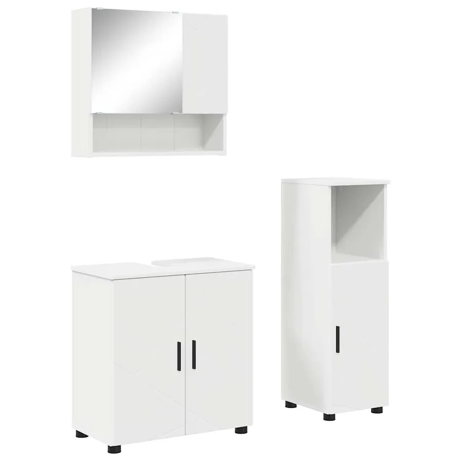Ensemble de mobilier de salle de bain Montage mural 3 pcs Blanc - 2