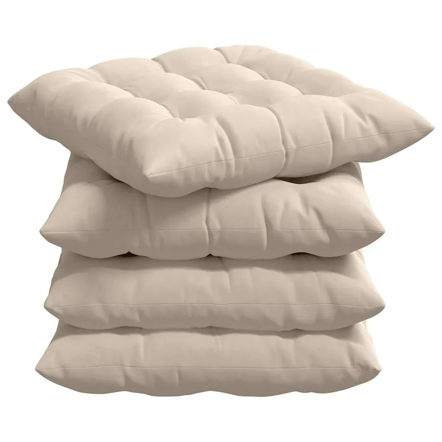 Coussins de siège 4 pcs Beige 40 x 40 x 6 cm Microfibre - 2