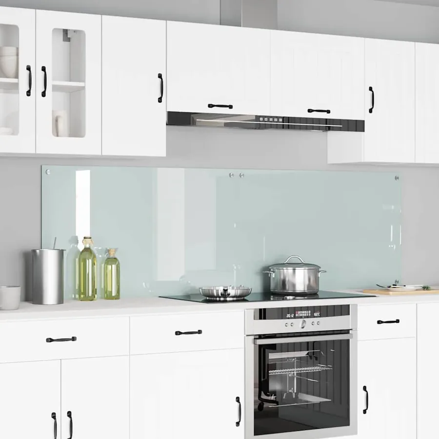 Crédence de cuisine 2 pcs Blanc 100 x 60 cm verre trempé