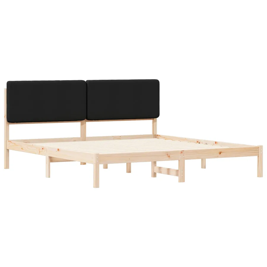Cadre de lit avec tête de lit rembourrée Noir 180 x 200 cm - 4