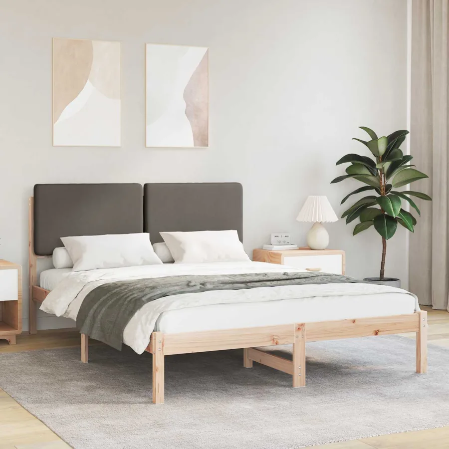 Cadre de lit avec tête de lit rembourrée Taupe 150 x 200 cm