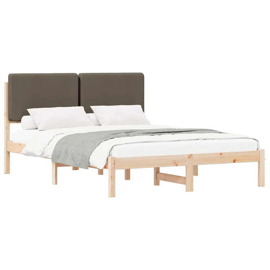 Cadre de lit avec tête de lit rembourrée Taupe 150 x 200 cm - 2