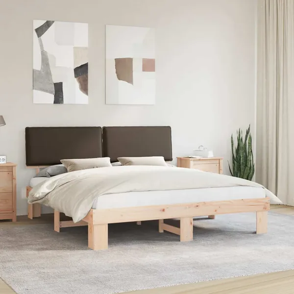 Cadre de lit avec tête de lit rembourrée Taupe 200 x 200 cm