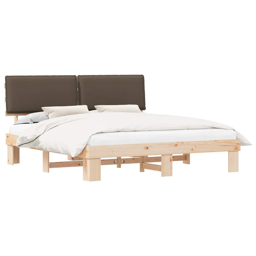 Cadre de lit avec tête de lit rembourrée Taupe 200 x 200 cm - 2