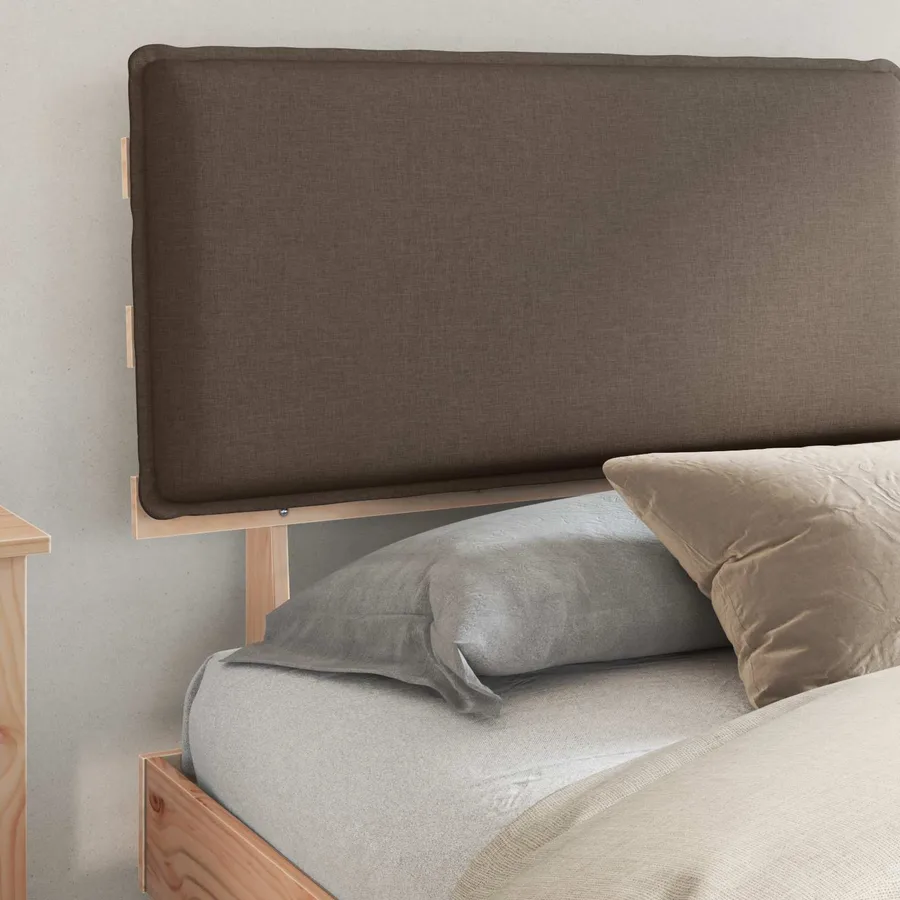 Cadre de lit avec tête de lit rembourrée Taupe 200 x 200 cm - 3