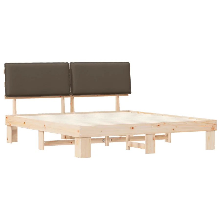 Cadre de lit avec tête de lit rembourrée Taupe 200 x 200 cm - 4