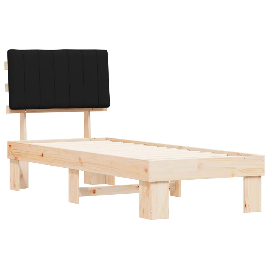 Cadre de lit avec tête de lit rembourrée Noir 80 x 200 cm - 4