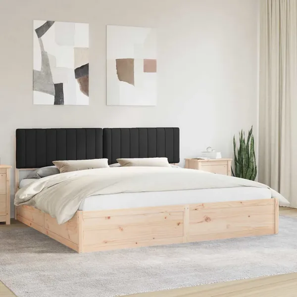 Cadre de lit avec tête de lit rembourrée Noir 200 x 200 cm