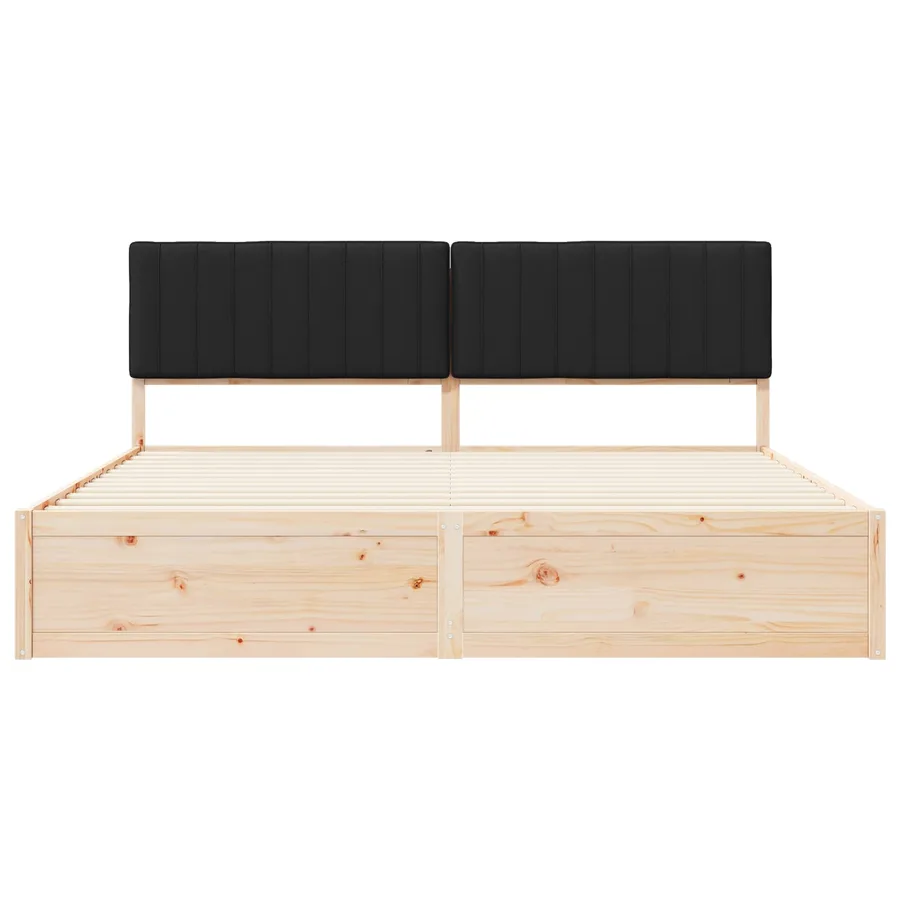 Cadre de lit avec tête de lit rembourrée Noir 200 x 200 cm - 5
