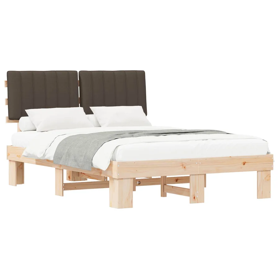 Cadre de lit avec tête de lit rembourrée Taupe 135 x 190 cm - 2