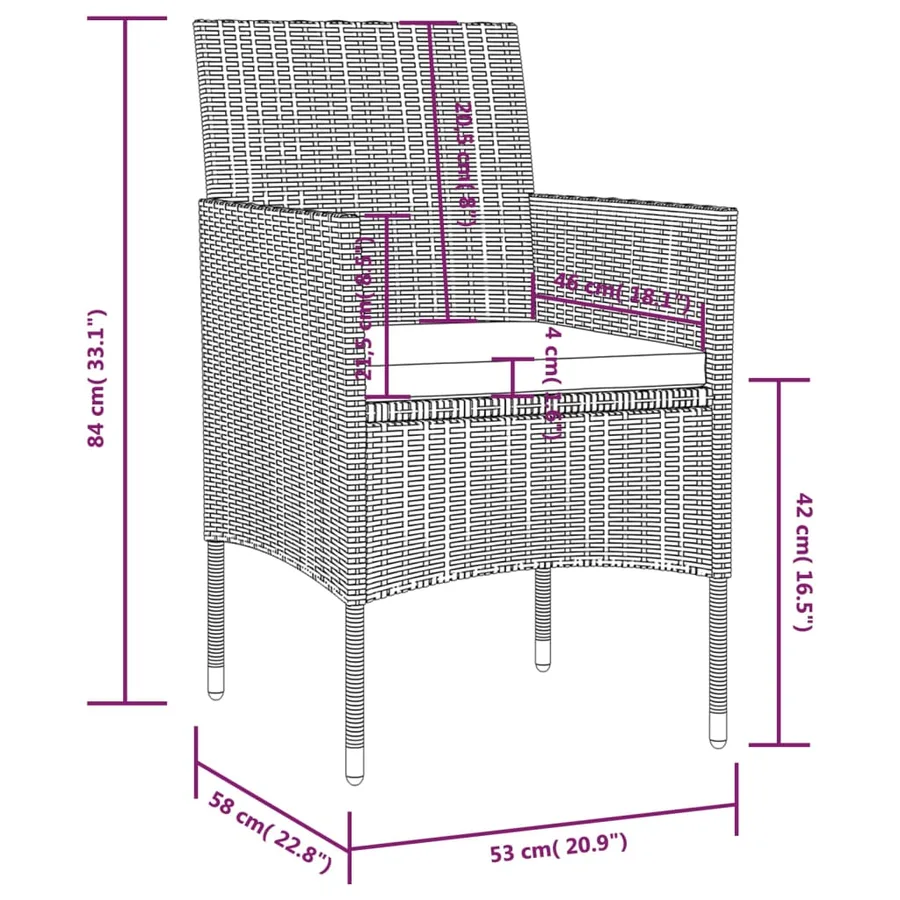Salon de jardin 8 pcs avec coussins résine tressée gris - 12