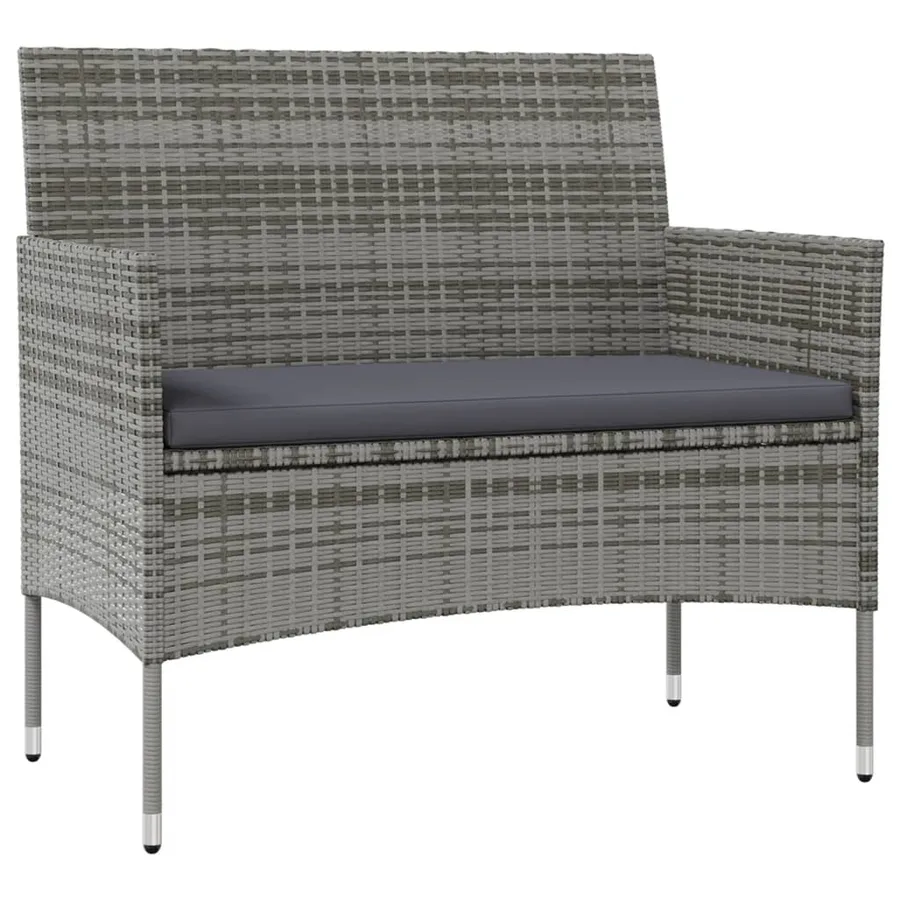 Salon de jardin 8 pcs avec coussins résine tressée gris - 3