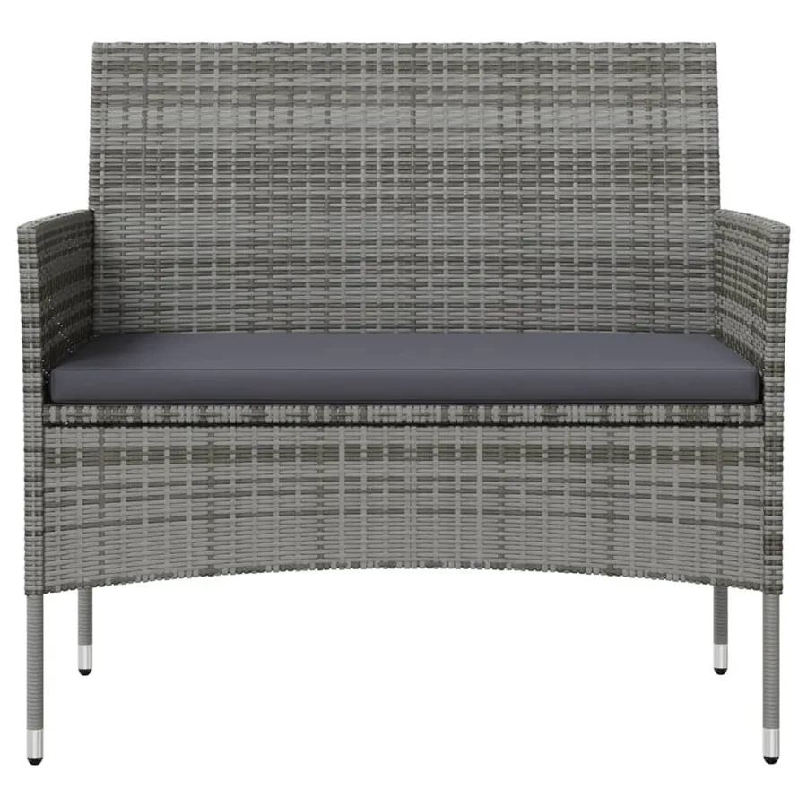 Salon de jardin 8 pcs avec coussins résine tressée gris - 4