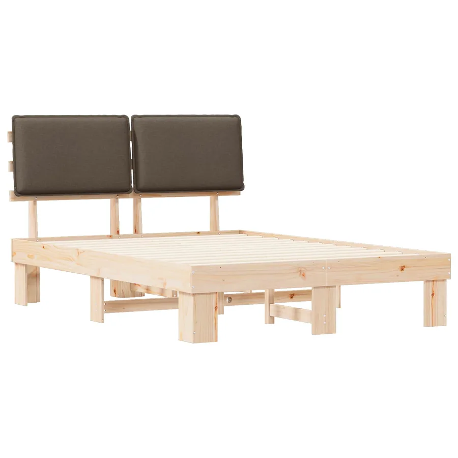 Cadre de lit avec tête de lit rembourrée Taupe 135 x 190 cm - 4