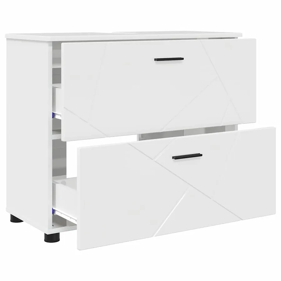 Ensemble de mobilier de salle de bain 3 pcs Blanc brillant - 5
