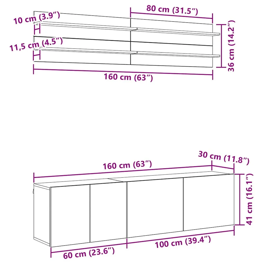 Unites TV 6 pcs chêne artisanal Bois d'ingénierie - 13