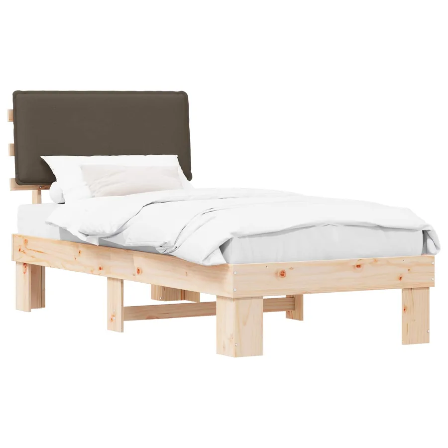 Cadre de lit avec tête de lit rembourrée Taupe 90 x 190 cm - 2