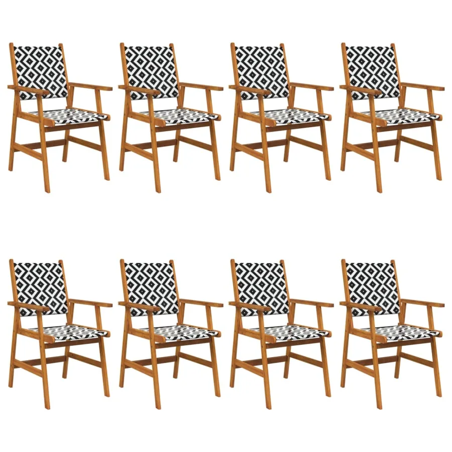 Chaises de jardin 8 pcs en bois d'acacia massif - 2