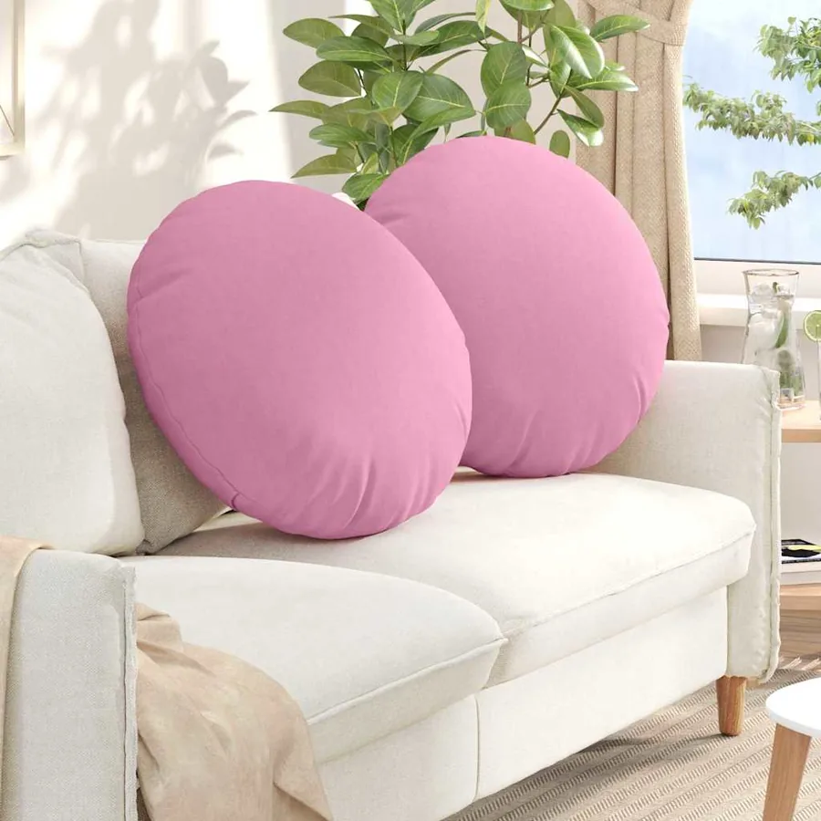 Coussins de siège 2 pcs Rose Ø60 x 21 cm tissu