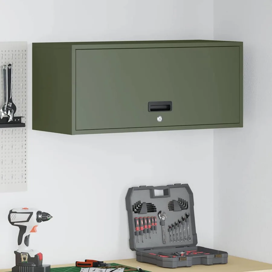 Armoire murale pour garage Vert olive 80 x 33 x 35 cm