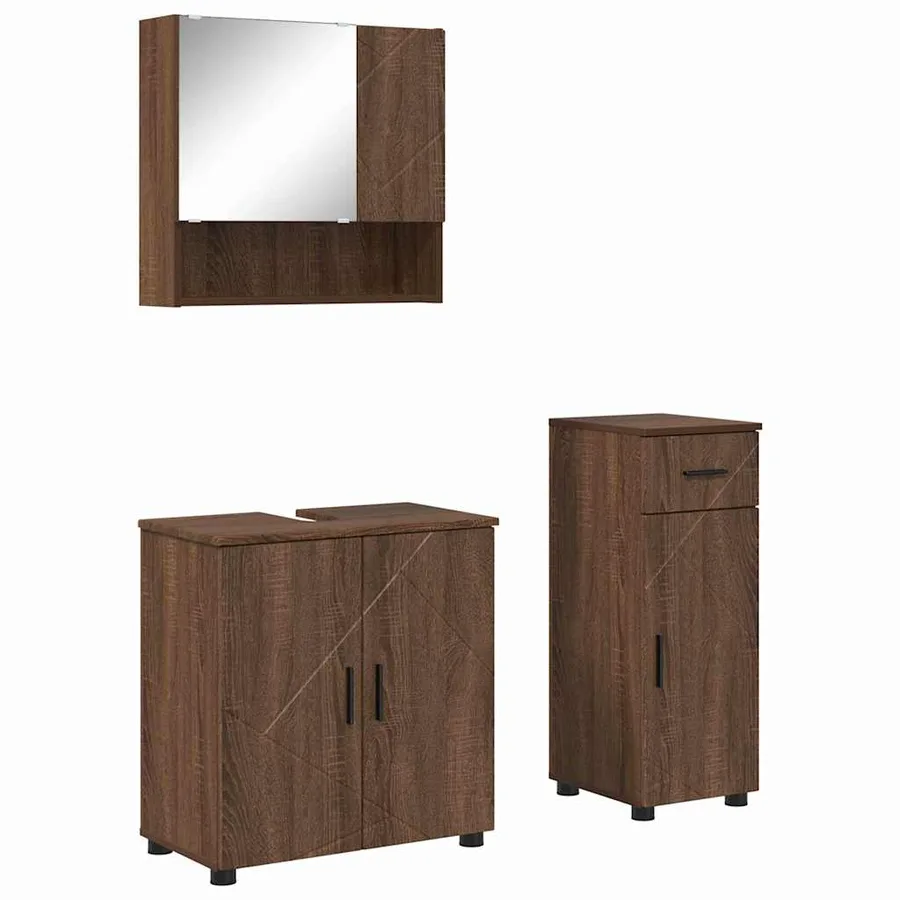 Ensemble de mobilier de salle de bain 3 pcs Chêne brun - 2