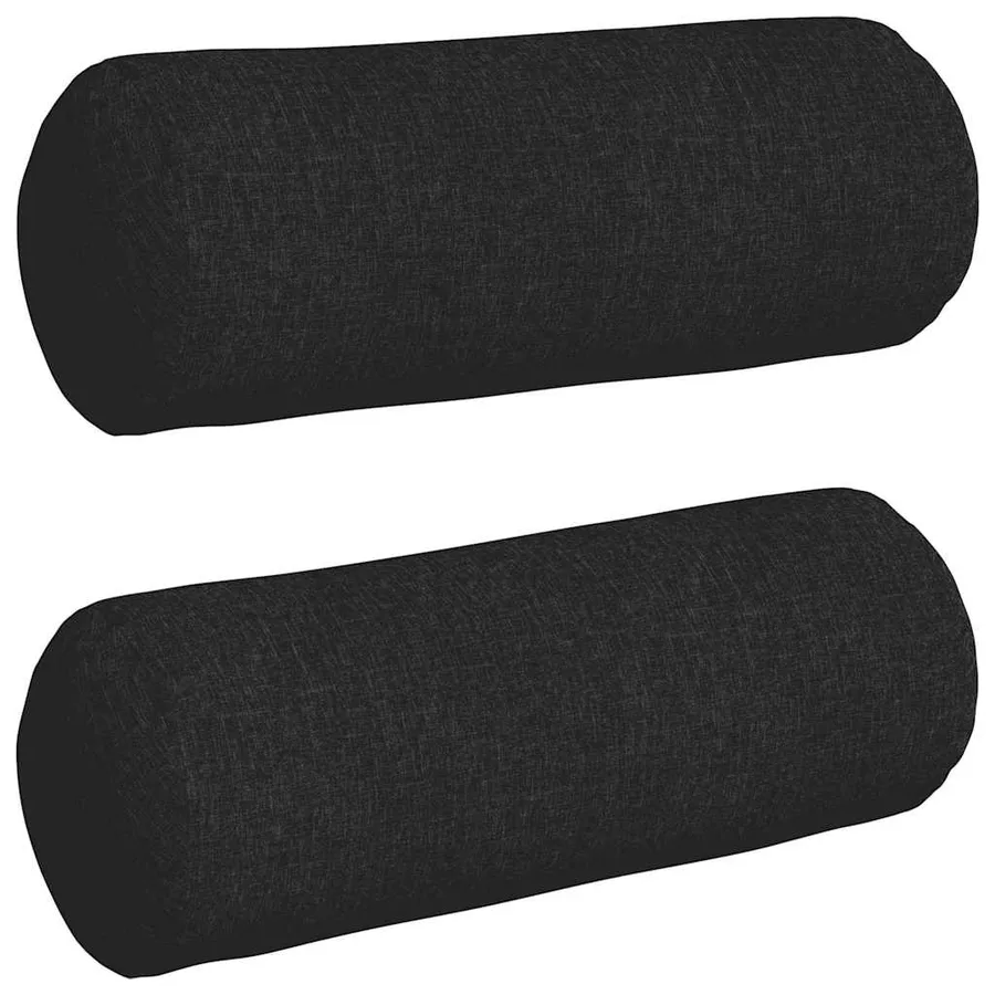 Coussins d'accent 2 pcs Noir Ø 25 x 70 cm tissu - 2