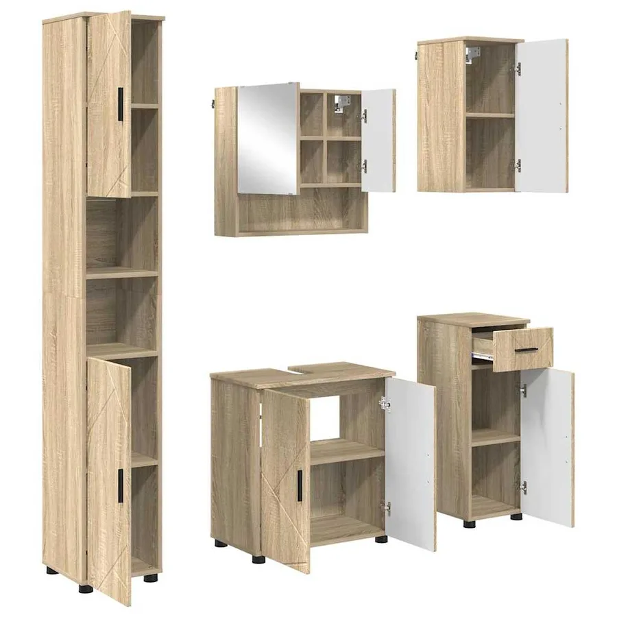 Ensemble de mobilier de salle de bain 5 pcs Chêne Sonoma - 2