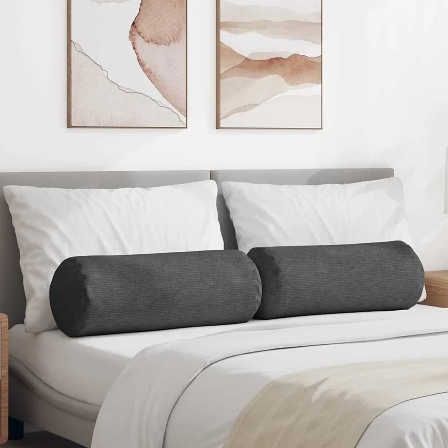 Coussins d'accent 2 pcs Gris foncé Ø 25 x 70 cm