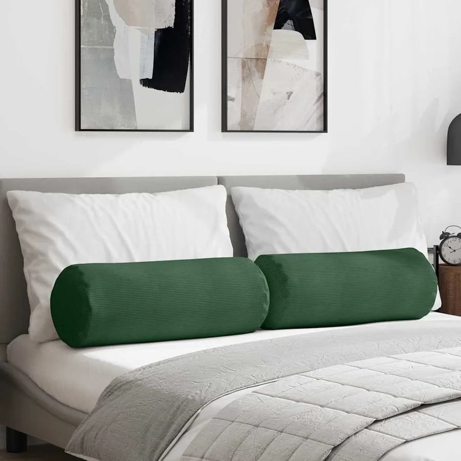 Coussins d'accent 2 pcs Vert foncé Ø 25 x 70 cm