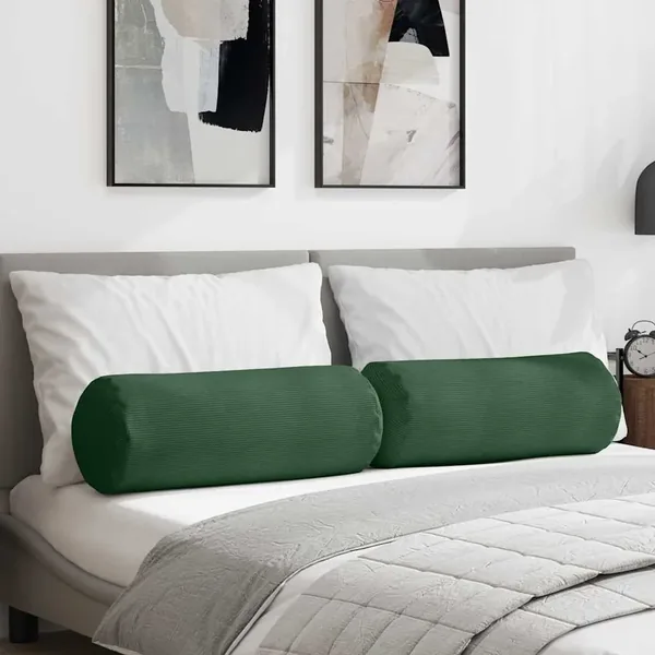 Coussins d'accent 2 pcs Vert foncé Ø 25 x 70 cm