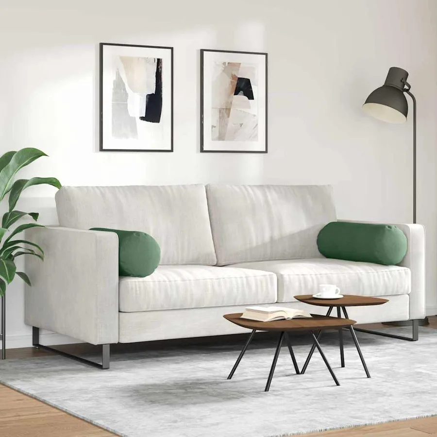 Coussins d'accent 2 pcs Vert foncé Ø 25 x 70 cm - 4