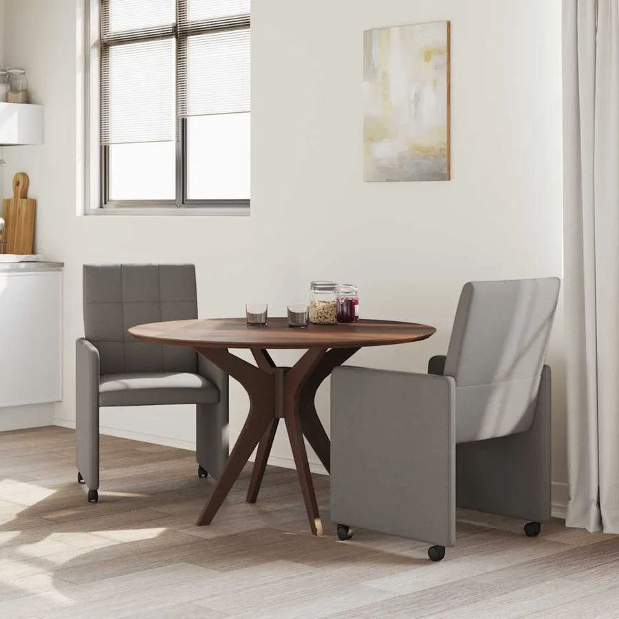Chaises de Salle à Manger avec Roues 2 pcs Taupe tissu - 3