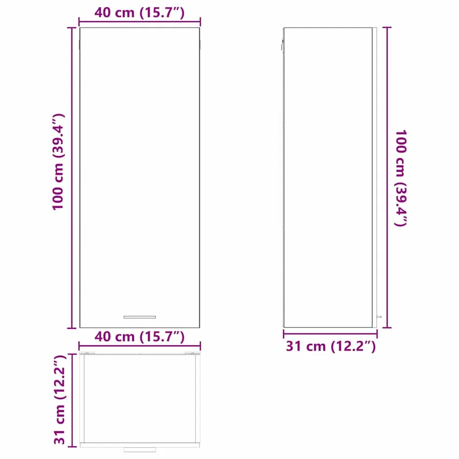 Armoire suspendue avec stockage Bois ancien 40 x 31 x 100 cm - 13